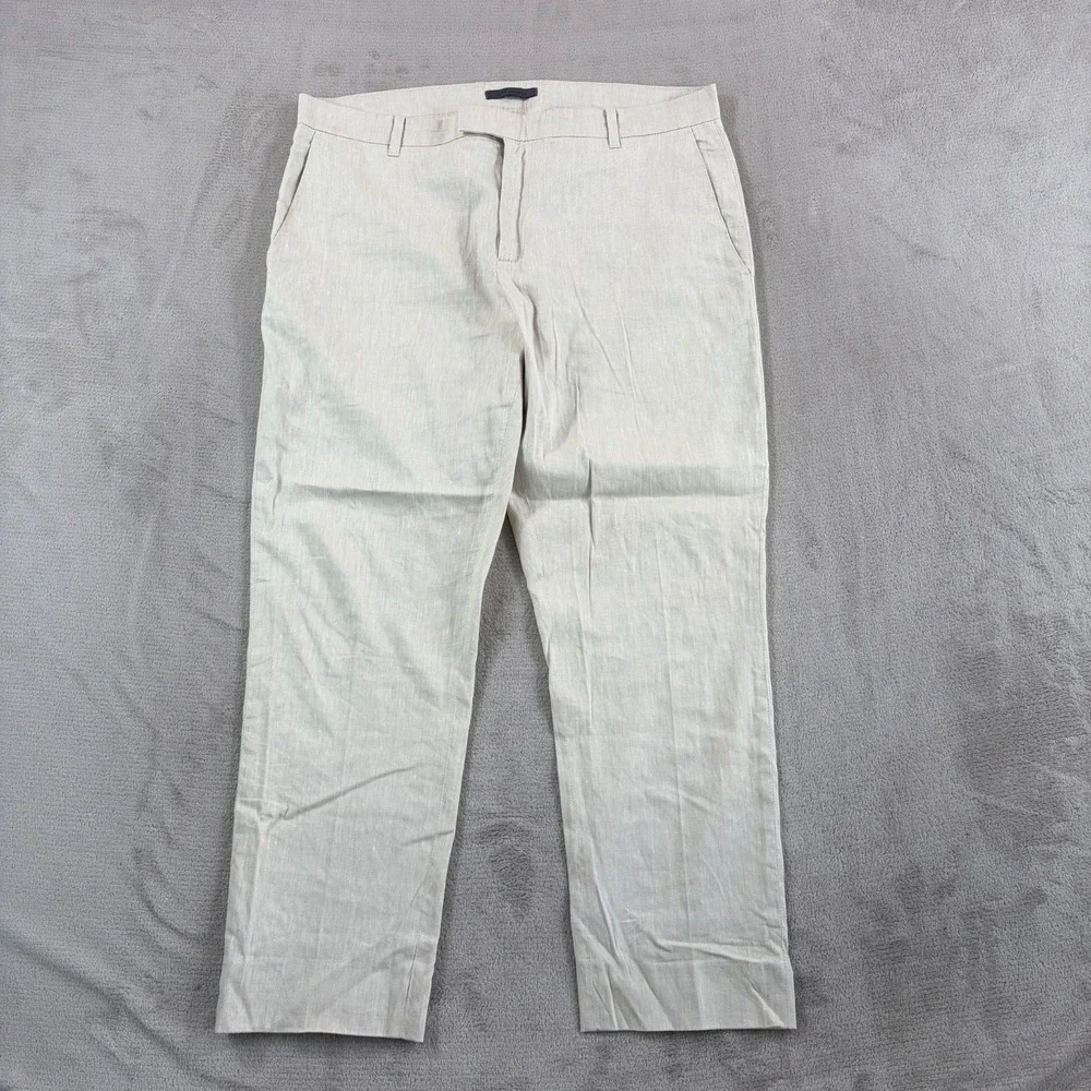 John‎ Varvatos Mercer Slim Fit Pants in Beige Italian Linen Blend Men 36x28 $598